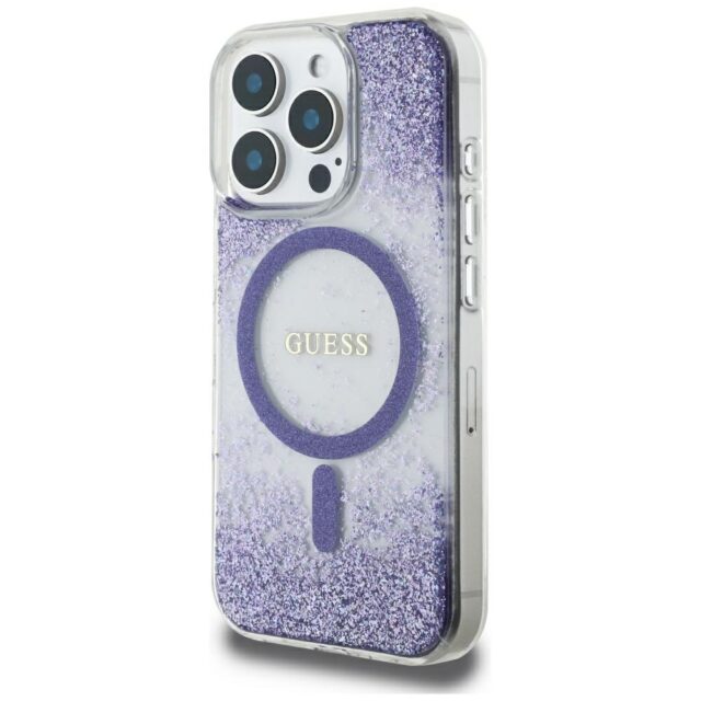 Guess HC Resin Bottom Glitter Case for iPhone 16 Pro MagSafe Purple - imagine 2