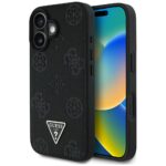 Case Guess Grained Hot Stamp Peony Triangle Logo MagSafe for iPhone 16 black