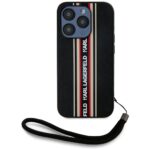 Case Karl Lagerfeld Saffiano Athleisure Stripes Cord for iPhone 15 Pro red