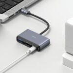 USAMS Adapter HUB 4in1 2xUSB 2.0/USB 3.0/USB-C gray/dark gray SJ627HUB01 (US-SJ627) - imagine 5