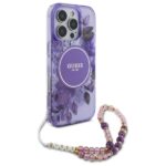 Guess GUHMP16XHFWBRCESU iPhone 16 Pro Max 6.9" purple hardcase IML Flowers With Pearl Strap - imagine 3