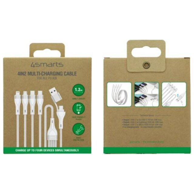 Kabel USB-C/USB-A 4smarts 4w1 1.2m biały - imagine 4