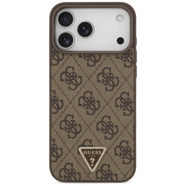 Case Guess Leather 4G Triangle Strass    MagSafe for iPhone 17 Pro Max brown - imagine 3