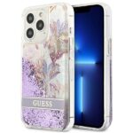 Guess GUHCP13LLFLSU iPhone 13 Pro / 13 6,1" purple hardcase Flower Liquid Glitter