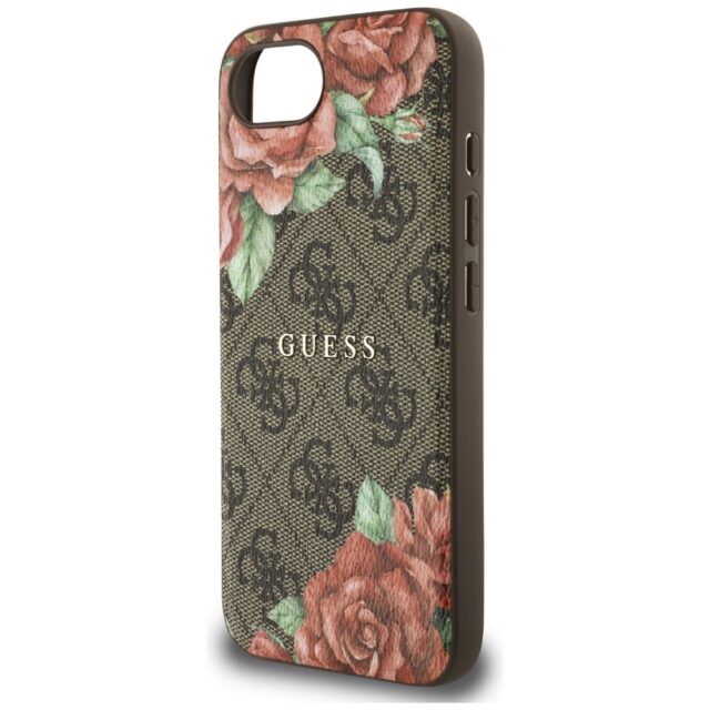 Case Guess 4G Flowers Print MagSafe for iPhone 16e brown - imagine 6