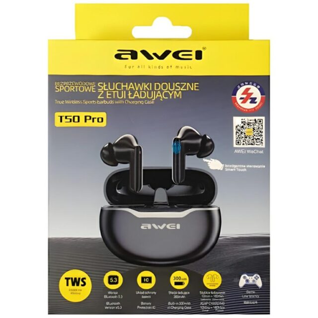 AWEI Bluetooth 5.3 T50 Pro TWS headphones + docking station black - imagine 2