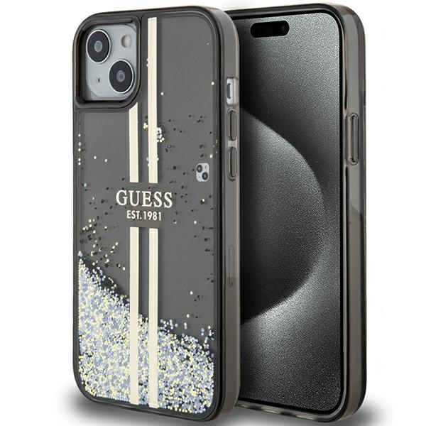 cps-e454b7c9df4370fdc7ce6c8fda58fe72-2025-12-06-14-17-09 Guess GUHCP15MLFCSEGK iPhone 15 Plus /14 Plus 6.7" black hardcase Liquid Glitter Gold Stripes - imagine 1