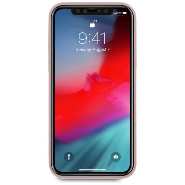 Guess GUHCP12SLSLMGLP iPhone 12 mini 5,4" light pink hardcase Silicone Script Gold Logo - imagine 9