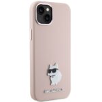 Karl Lagerfeld KLHCP15SSMHCNPP iPhone 15/ 14 / 13 6.1" pink Silicone Choupette Metal Pin - imagine 4