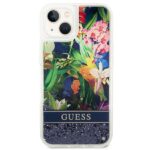Guess GUHCP14SLFLSB iPhone 14 / 15 / 13 6.1" blue hardcase Flower Liquid Glitter - imagine 3