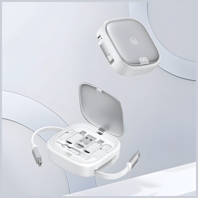 USAMS 3in1 Expandable Cable with BoxMicroUSB/USB-C/Lightning 60W Purple SJ650USB03 - imagine 8