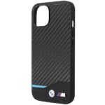 Case BMW BMHCP13MRPSLK iPhone 13 / 14 / 15 6.1" black hardcase Leather Debossed Lines - imagine 6
