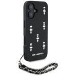 Case Karl Lagerfeld Saffiano Crystals w/Chain for iPhone 16 black - imagine 3