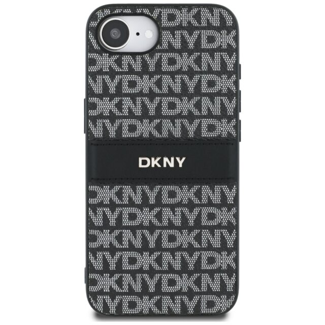 Case DKNY Repeat Texture Pattern with Tonal Stripe for iPhone 16e black - imagine 3