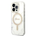 Guess Set GUBPP14LHMEACSH Case+Charger iPhone 14 Pro 6,1"white hard case Marble MagSafe - imagine 2