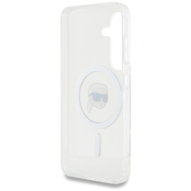Case Karl Lagerfeld Button Karl Head Printed Logo MagSafe for Samsung Galaxy S25 white - imagine 7