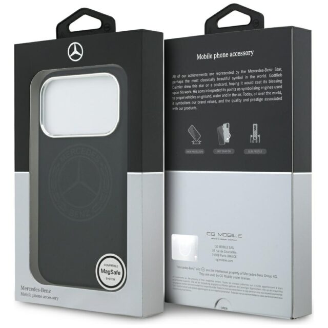 Case Mercedes Silicone Vintage Logo MagSafe for iPhone 17 Pro black - imagine 8