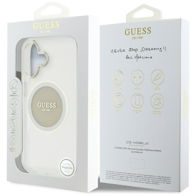 Case Guess IML Metal Colored Circle Classic Logo MagSafe for iPhone 16 grey - imagine 8