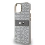 DKNY DKHCP14SPRTHSLE iPhone 14 / 15 / 13 6.1" beige hardcase Leather Mono Stripe & Metal Logo - imagine 6