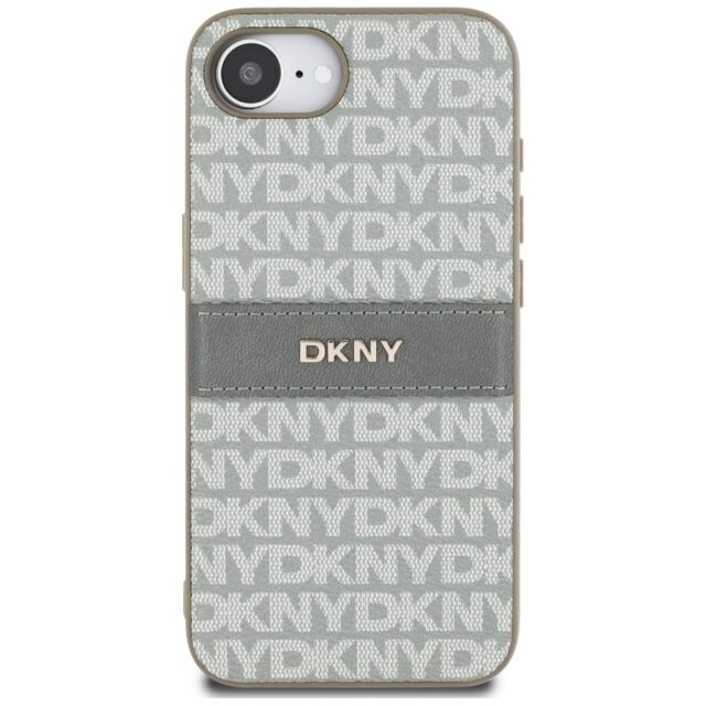 Case DKNY Repeat Texture Pattern with Tonal Stripe for iPhone 16e beige - imagine 3
