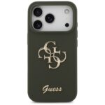 Guess Silicone Big 4G Script case for iPhone 17 Pro khaki - imagine 3