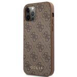 Guess GUHCP12MG4GFBR iPhone 12 / 12 Pro 6,1" brown hard case 4G Metal Gold Logo - imagine 2
