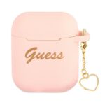 Guess GUA2LSCHSP AirPods cover pink Silicone Charm Heart Collection