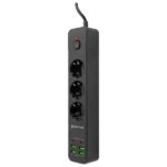 Proove Power Strip 2m 3000W Power Socket P-03 (3xAC + 4xUSB + 2xType-C) black - imagine 2