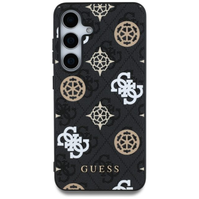 Case Guess 4G Printed Colored Peony Pattern MagSafe to Samsung Galaxy S25 black - imagine 3