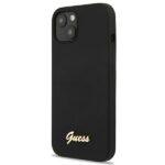 Guess GUHMP13MLSLMGBK iPhone 13 / 14 /15 6,1"black hardcase Silicone Script Gold Logo Magsafe - imagine 2