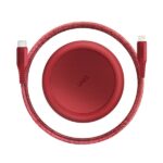 UNIQ MFI Halo Cable USB-C-Lightning 18W nylon rolled up 1,2m carmine red - imagine 3