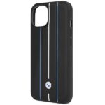 Case BMW BMHCP14S22RVSK iPhone 14 / 15 / 13 6.1" black hardcase Leather Stamp Blue Lines - imagine 6