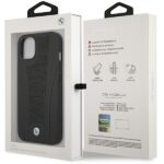 Case BMW BMHCP13MRPSLK iPhone 13 / 14 / 15 6.1" black hardcase Leather Debossed Lines - imagine 8