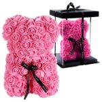 LED Rose Teddy Bear Extralink Home, Pink Rose Set 25cm