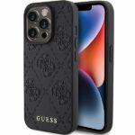 Guess GUHCP15LP4EPMK iPhone 15 Pro 6.1" black hardcase Leather 4G Stamped