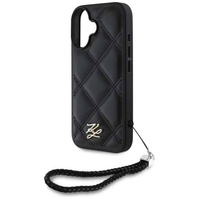 Case Karl Lagerfeld Quilted Initial Logo & Chain Strap for iPhone 16 black - imagine 5
