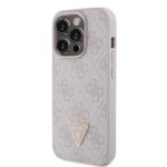 Guess GUHCP15LP4TDPP iPhone 15 Pro 6.1" pink hardcase Leather 4G Triangle Strass - imagine 2