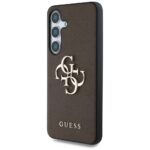 Case Guess Grained Big 4G Logo Small Classic Logo to Samsung Galaxy S25 Plus brown - imagine 2