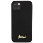 Guess GUHCP13MLSLMGBK iPhone 13 / 14 / 15 6.1" black hardcase Silicone Script Gold Logo - imagine 2