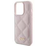 Guess GUHCP15LPSQSQSP iPhone 15 Pro 6.1" pink hardcase Quilted Metal Logo - imagine 6
