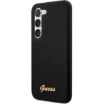Guess GUHCS23SSLSMK S23 S911 black hardcase Silicone Vintage Gold Logo - imagine 2