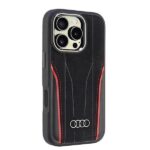 Audi Genuine Leather MagSafe iPhone 16 Pro 6.3" black-red hardcase AU-TPUPCMIP16P-R8/ - imagine 2