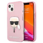 Karl Lagerfeld KLHCP13MKHTUGLP iPhone 13 / 14 / 15 6,1"  pink hardcase Glitter Karl`s Head