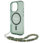 Guess GUHMP16LHGCRELSA iPhone 16 Pro 6.3" green hardcase IML Glitter With Pearl Strap MagSafe - imagine 5