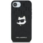 Case Karl Lagerfeld Monogram Choupette Head Pin for iPhone 16e black - imagine 3
