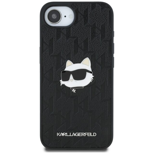 Case Karl Lagerfeld Monogram Choupette Head Pin for iPhone 16e black - imagine 3