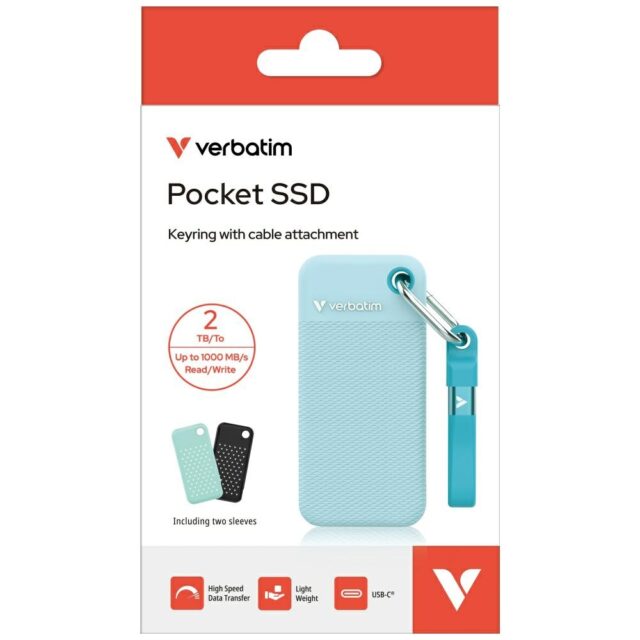 External Drive Verbatim Pocket SSD 2TB USB-C 3.2 gen.2 black-polar blue 32325 - imagine 8