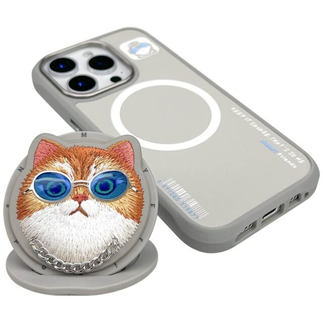Nimmy Glasses Cool Cat MagSafe case for iPhone 16 Pro grey - imagine 3