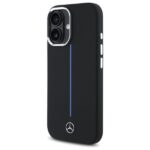 Mercedes MEHMP16S23SUMBK iPhone 16 6.1" black hardcase Silicone Blue Stripe MagSafe - imagine 2