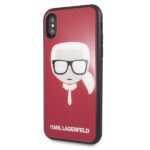 Karl Lagerfeld KLHCPXDLHRE iPhone X/Xs red Iconic Glitter Karl`s Head - imagine 2